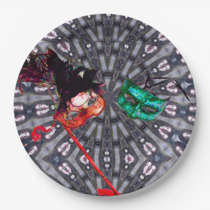 Prato De Papel MÁSCARA azul-rosa azul MÁSCARA MASCARADA GRAS MARD