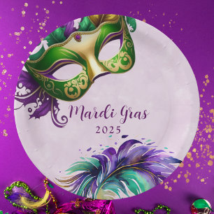 Prato De Papel Máscara de Mardi Gras