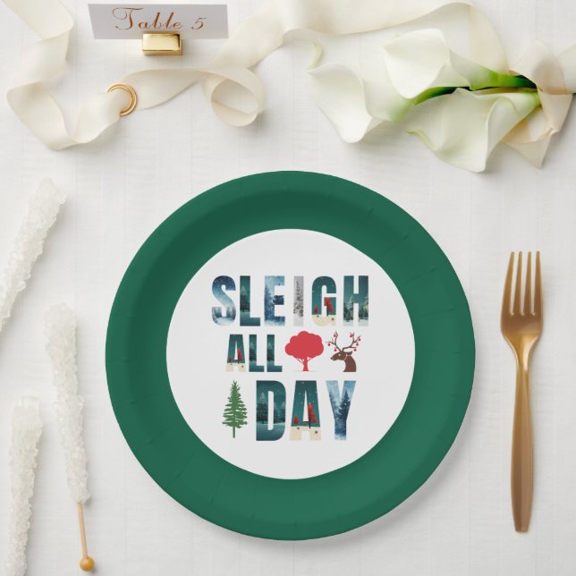 Prato De Papel Máscaras Negros Letras Cenas de Inverno 'Suspirar  (Casamento)