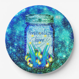 Prato De Papel Mason jar inseto de relâmpagos brilhando imã