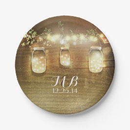 Prato De Papel Mason Jars e String Lights Rustic