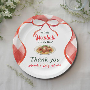 Prato De Papel Massa de Meatball Vermelha Xadrez Italiano Chá de