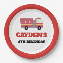 Prato De Papel Material de Aniversário de Bombeiros Vermelhos
