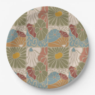 Prato De Papel Matisse Groovy floral Art Nouveau 1970s Boho