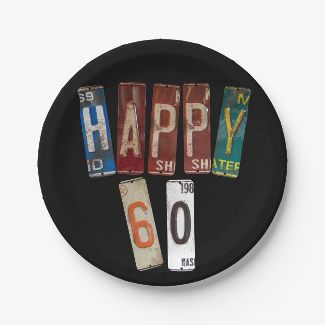 Prato De Papel matrícula enferrujada para 60 anos (Frente)