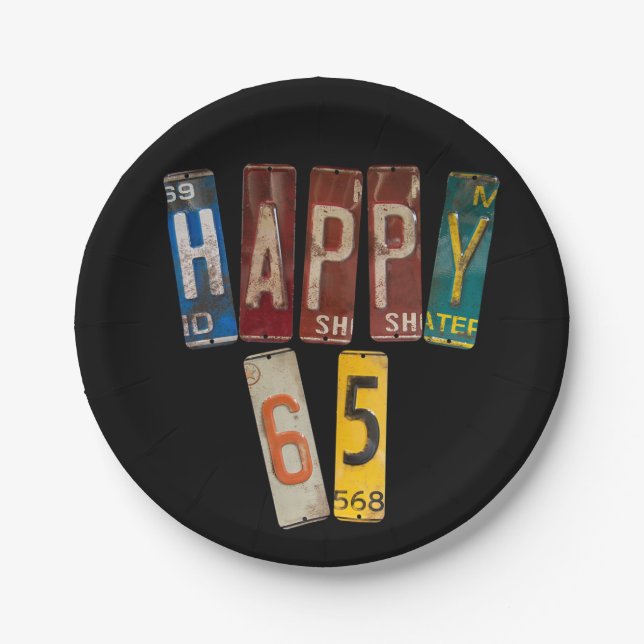 Prato De Papel matrícula enferrujada para 65 anos (Frente)