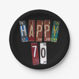 Prato De Papel matrícula enferrujada para 70 de aniversário