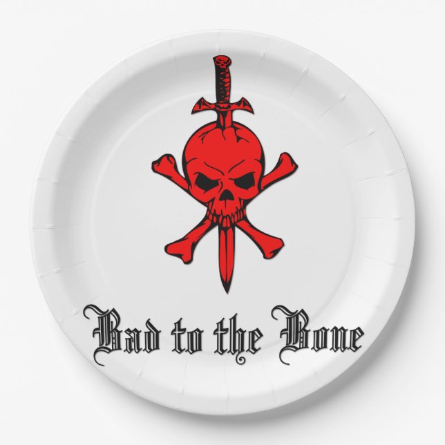 Prato De Papel Mau para o Dia das Bruxas Ósseas (Frente)