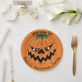 Prato De Papel Mau Pumpkin Creepy Festa de Halloween