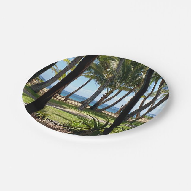 Prato De Papel Maui Beach Hawaii Palm Trees (Inclinado)