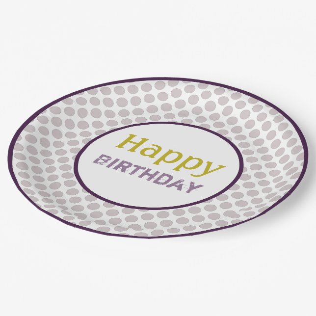 Prato De Papel Mauve Polka-Dot Design (Inclinado)