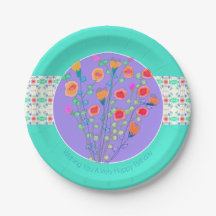 Mauve Turquoise E Floral Acentos