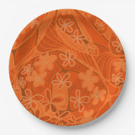 Prato De Papel Mazipoodles Creative Floral Neuro Art Orange