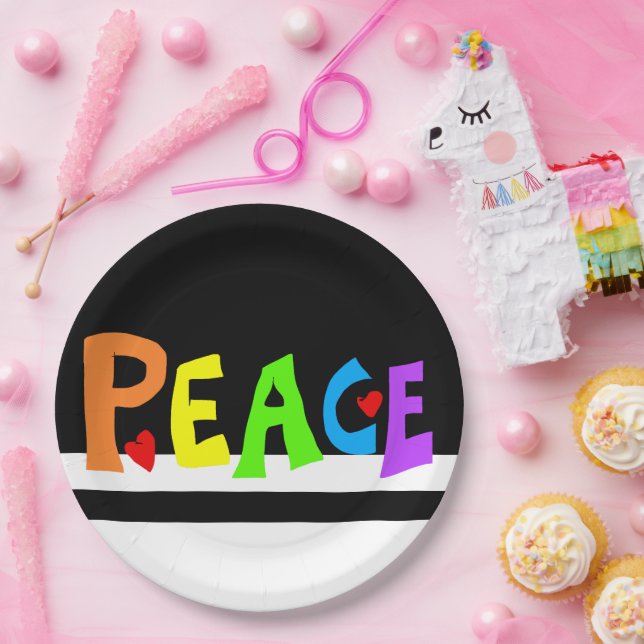 Prato De Papel MAZIPOODLES Peace Rainbow (Festa)