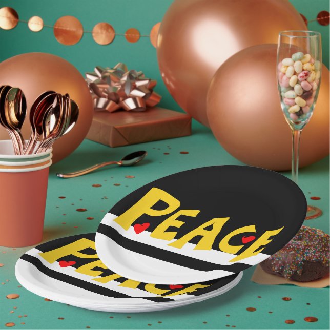 Prato De Papel MAZIPOODLES Peace Yellow  (Múltiplo)