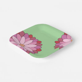 Prato De Papel Medalhão Verde-Asiático Pastel Rosa Floral