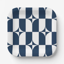 Médio azul e branco moderno com fronteira