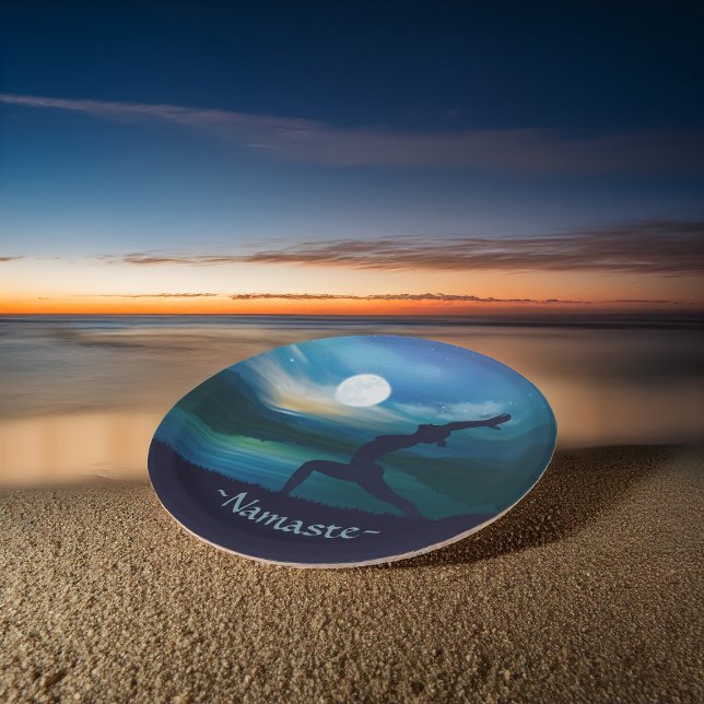 Prato De Papel Meditação de Ioga à Lua Crescente Saltação da Lua (Criador carregado)