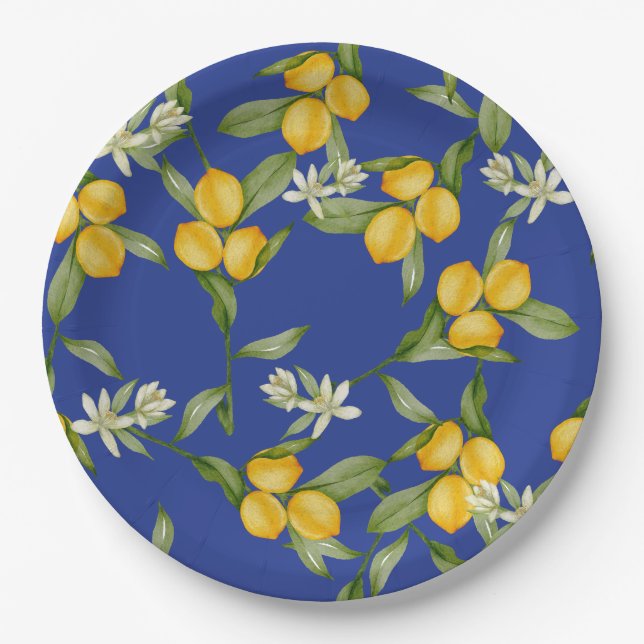 Prato De Papel Mediterranean Citrus Garden Plate (Frente)
