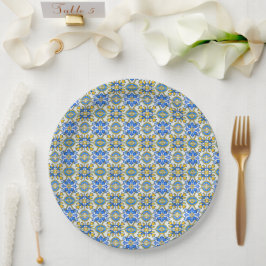 Prato De Papel Mediterranean Italy Blue Tiles Bridal Shower 