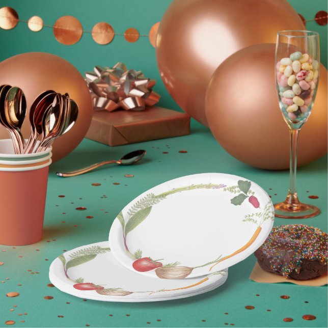 Prato De Papel Medley De Fazenda Desenhado À Mão Vegetal (Múltiplo)