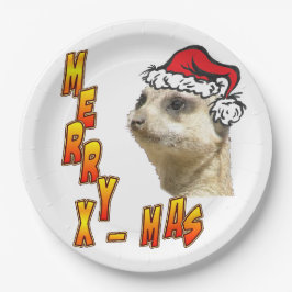 Prato De Papel Meerkat Merry Xmas Placa de Papel Redonda