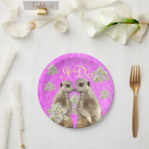 Prato De Papel Meerkats Eu Faço O Dia Do Casamento, Placas De Fe