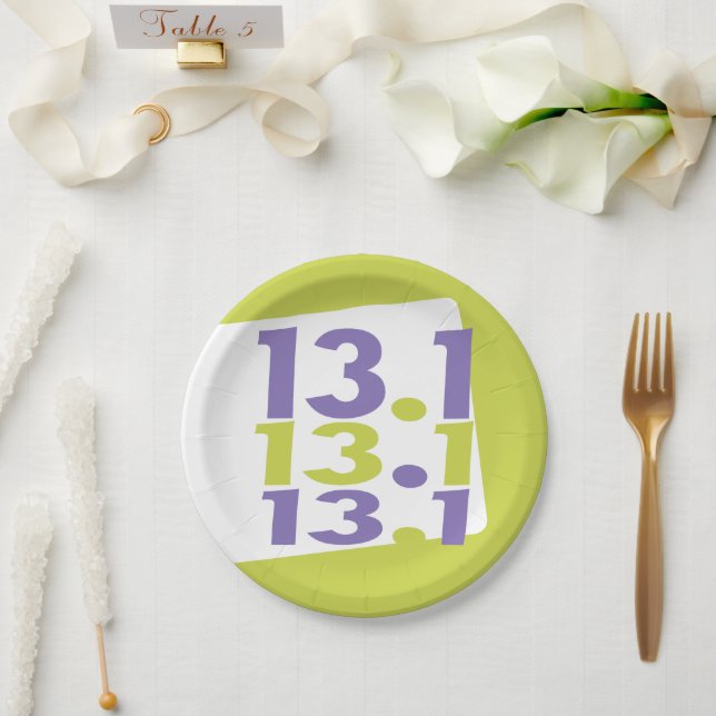 Prato De Papel Meia maratona com tema 13.1 (Casamento)
