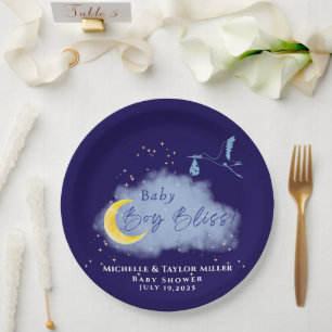 Prato De Papel Meia-noite Starlit Baby Boy Bliss Papel de Tempest