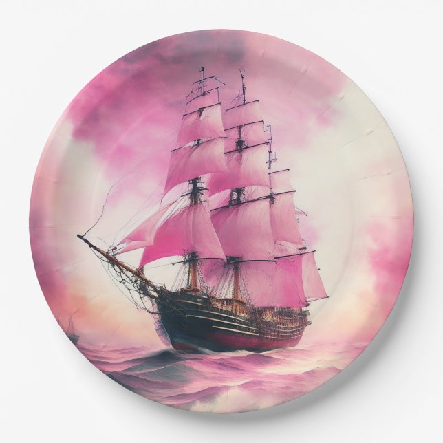 Prato De Papel Meias-velas rosa (Frente)