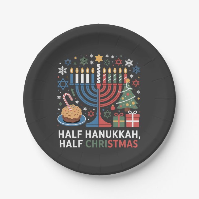 Prato De Papel Meio Natal Half Hanukkah Christmukkah Funny (Frente)