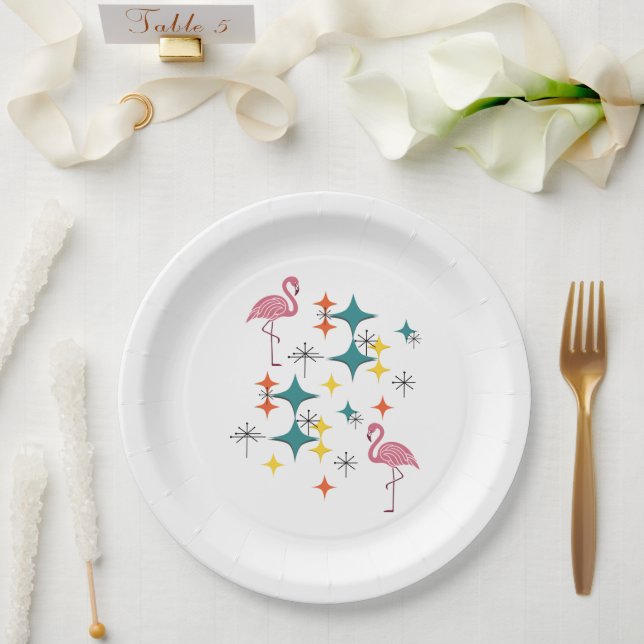 Prato De Papel Meio século Modern Eames Atomic Flamingos Diamante (Casamento)