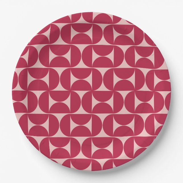 Prato De Papel Meio século Padrão moderno de Abstrato Magenta (Frente)