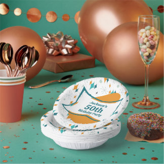 Prato De Papel meio século retrorreflector 50ª Festa de aniversár