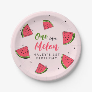 Prato De Papel Melancia Cute One in a Melon 1rua Baby Birthday P