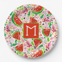 Melancia Difundida e Monograma de Padrão Floral