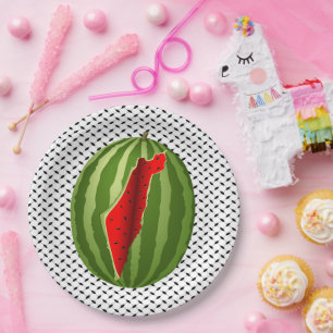 Prato De Papel Melancia Palestina - Fatia de Mapa