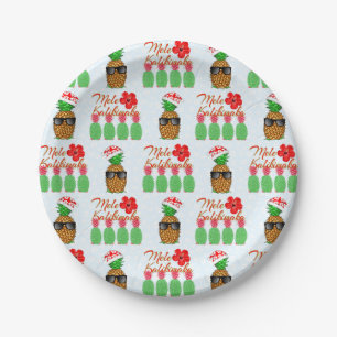 Prato De Papel Mele Kalikimaka Hawaiian Pineapple Feliz Natal