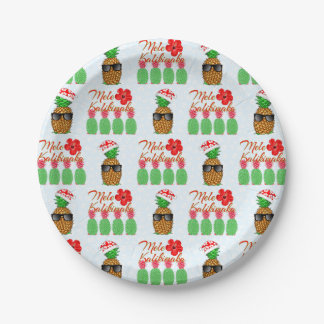 Prato De Papel Mele Kalikimaka Hawaiian Pineapple Merry Christmas