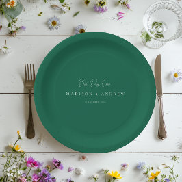 Prato De Papel MELHOR DIA DE TODOS! Casamento Verde Minimalista M