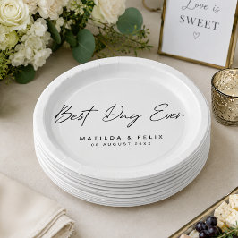 Prato De Papel Melhor Dia de Todos | Dia de Casamento Minimalista