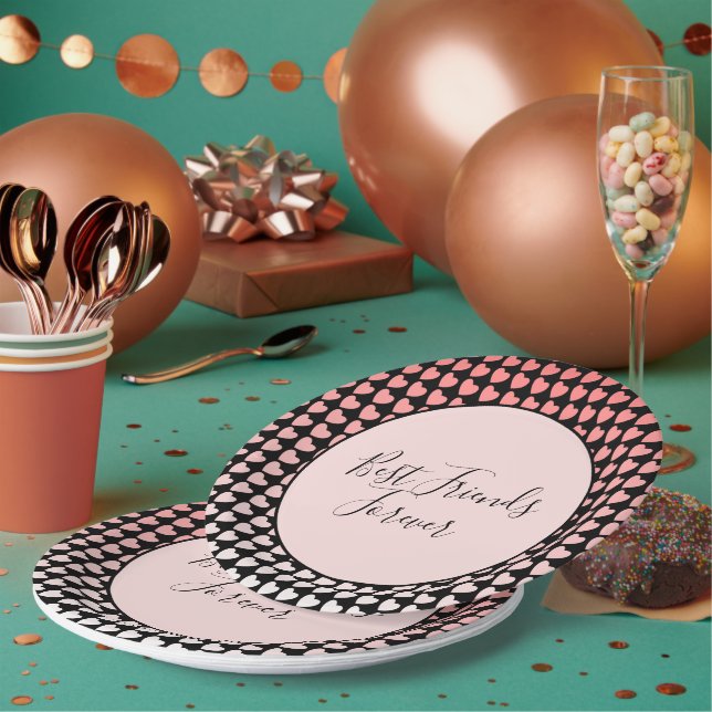 Prato De Papel Melhores Amigos para Coração Rosa (Múltiplo)