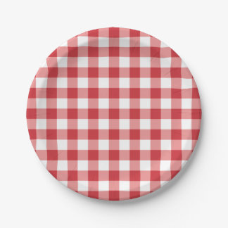 Prato De Papel Mellow Classic Gingham - red white check plaid.
