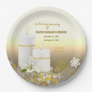 Prato De Papel Memorial Funeral Lily Candle