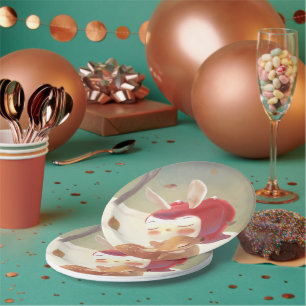 Prato De Papel Menina Abraçando Veado