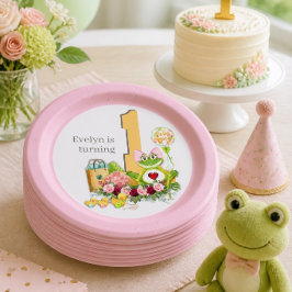 Prato De Papel Menina Caprichosa Sapo | Aniversário Personalizado