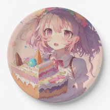 Menina de Anime Pedaço de Bolo Aniversário Caprich
