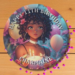Prato De Papel Menina de Cores do Aniversário do Animo