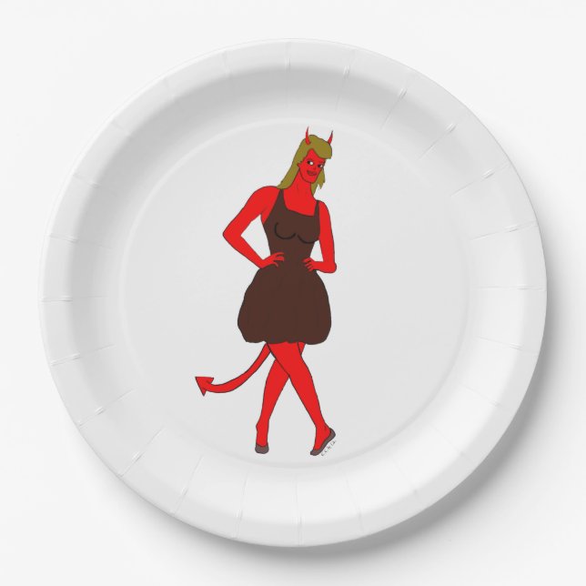 Prato De Papel menina diabólica (Frente)