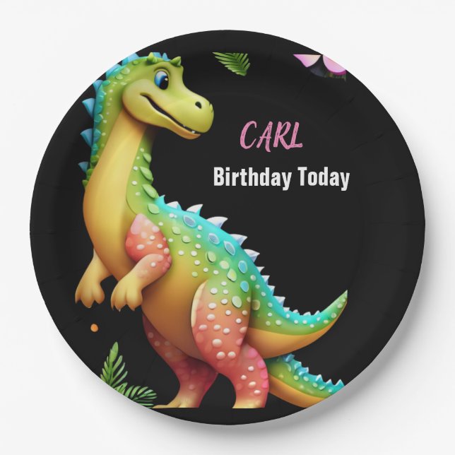 Prato De Papel menina dino (Frente)